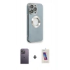 MARSİLYAN™- iPhone 13 Pro Max Kılıf İz Form Serisi - Siyah Joko 5D Cam + Neon Fosforlu Kamera Lens - BZ