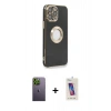 MARSİLYAN™- iPhone 13 Pro Max Kılıf İz Form Serisi - Siyah Joko 5D Cam + Neon Fosforlu Kamera Lens - YL