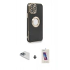 MARSİLYAN™- iPhone 13 Pro Max Kılıf İz Form Serisi - Siyah Joko 5D Cam + Pers Alüminyum Kamera Lens - SABE