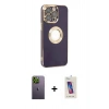 MARSİLYAN™- iPhone 13 Pro Max Kılıf İz Form Serisi - Siyah Joko 5D Cam + Yeşil Neon Fosforlu Kamera Lens