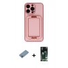 MARSİLYAN™- iPhone 13 Pro Max Kılıf Kozmos Minimal Prime - Şeffaf 360 Full Body Arka Koruyucu + Gökkuşağı Shine Kamera Lens Koruma Cam