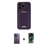 MARSİLYAN™- iPhone 13 Pro Max Kılıf Kozmos Minimal Prime - Şeffaf 360 Full Body Arka Koruyucu + Neon Fosforlu Kamera Lens - MI