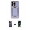 MARSİLYAN™- iPhone 13 Pro Max Kılıf Kozmos Minimal Prime - Şeffaf 360 Full Body Arka Koruyucu + Neon Fosforlu Kamera Lens - BZ