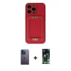 MARSİLYAN™- iPhone 13 Pro Max Kılıf Kozmos Minimal Prime - Şeffaf 360 Full Body Arka Koruyucu + Neon Fosforlu Kamera Lens - MI