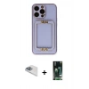 MARSİLYAN™- iPhone 13 Pro Max Kılıf Kozmos Minimal Prime - Şeffaf 360 Full Body Arka Koruyucu + Sierra Blue Pers Alüminyum Kamera Lens