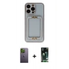 MARSİLYAN™- iPhone 13 Pro Max Kılıf Kozmos Minimal Prime - Şeffaf 360 Full Body Arka Koruyucu + Yeşil Neon Fosforlu Kamera Lens