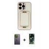 MARSİLYAN™- iPhone 13 Pro Max Kılıf Kozmos Minimal Prime - Şeffaf 360 Full Body Arka Koruyucu + Yeşil Neon Fosforlu Kamera Lens