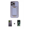 MARSİLYAN™- iPhone 13 Pro Max Kılıf Kozmos Minimal Prime - Şeffaf 360 Full Body Arka Koruyucu + Yeşil Neon Fosforlu Kamera Lens