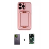 MARSİLYAN™- iPhone 13 Pro Max Kılıf Kozmos Minimal Prime - Şeffaf 360 Full Body Arka Koruyucu + Yeşil Neon Fosforlu Kamera Lens