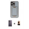 MARSİLYAN™- iPhone 13 Pro Max Kılıf Kozmos Minimal Prime - Şeffaf Maxco Cam Ekran Koruyucu + Neon Fosforlu Kamera Lens - BZ