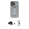 MARSİLYAN™- iPhone 13 Pro Max Kılıf Kozmos Minimal Prime - Şeffaf Pasifik Cam Ekran Koruyucu + Raze Metal Kamera Lens - GD