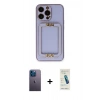 MARSİLYAN™- iPhone 13 Pro Max Kılıf Kozmos Minimal Prime - Şeffaf Pasifik Cam Ekran Koruyucu + Mavi Neon Fosforlu Kamera Lens
