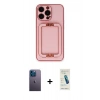 MARSİLYAN™- iPhone 13 Pro Max Kılıf Kozmos Minimal Prime - Şeffaf Pasifik Cam Ekran Koruyucu + Mavi Neon Fosforlu Kamera Lens