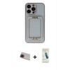 MARSİLYAN™- iPhone 13 Pro Max Kılıf Kozmos Minimal Prime - Şeffaf Pasifik Cam Ekran Koruyucu + Rainbow Kamera Lens Koruma Cam - KI