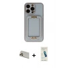 MARSİLYAN™- iPhone 13 Pro Max Kılıf Kozmos Minimal Prime - Şeffaf Pasifik Cam Ekran Koruyucu + Rainbow Kamera Lens Koruma Cam - REGD