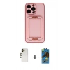 MARSİLYAN™- iPhone 13 Pro Max Kılıf Kozmos Minimal Prime - Siyah 18D Cam Ekran Koruyucu + Shine Kamera Lens - GD