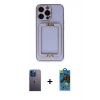 MARSİLYAN™- iPhone 13 Pro Max Kılıf Kozmos Minimal Prime - Siyah 18D Cam Ekran Koruyucu + Neon Fosforlu Kamera Lens - MI