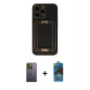 MARSİLYAN™- iPhone 13 Pro Max Kılıf Kozmos Minimal Prime - Siyah 18D Cam Ekran Koruyucu + Neon Fosforlu Kamera Lens - YL