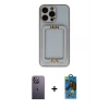 MARSİLYAN™- iPhone 13 Pro Max Kılıf Kozmos Minimal Prime - Siyah 18D Cam Ekran Koruyucu + Neon Fosforlu Kamera Lens - BZ