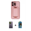 MARSİLYAN™- iPhone 13 Pro Max Kılıf Kozmos Minimal Prime - Siyah 18D Cam Ekran Koruyucu + Neon Fosforlu Kamera Lens - YL