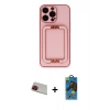 MARSİLYAN™- iPhone 13 Pro Max Kılıf Kozmos Minimal Prime - Siyah 18D Cam Ekran Koruyucu + Rainbow Kamera Lens Koruma Cam - KI