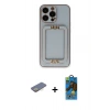 MARSİLYAN™- iPhone 13 Pro Max Kılıf Kozmos Minimal Prime - Siyah 18D Cam Ekran Koruyucu + Renkli Kamera Lens Koruma Cam - SI