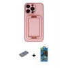 MARSİLYAN™- iPhone 13 Pro Max Kılıf Kozmos Minimal Prime - Siyah 18D Cam Ekran Koruyucu + Renkli Kamera Lens Koruma Cam - SI