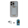 MARSİLYAN™- iPhone 13 Pro Max Kılıf Kozmos Minimal Prime - Siyah 18D Cam Ekran Koruyucu + Pers Alüminyum Kamera Lens - SABE