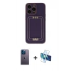 MARSİLYAN™- iPhone 13 Pro Max Kılıf Kozmos Minimal Prime - Siyah 3D Antistatik Cam Ekran Koruyucu + Neon Fosforlu Kamera Lens - MI