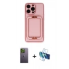 MARSİLYAN™- iPhone 13 Pro Max Kılıf Kozmos Minimal Prime - Siyah 3D Antistatik Cam Ekran Koruyucu + Neon Fosforlu Kamera Lens - YL