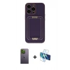 MARSİLYAN™- iPhone 13 Pro Max Kılıf Kozmos Minimal Prime - Siyah 3D Antistatik Cam Ekran Koruyucu + Neon Fosforlu Kamera Lens - YL