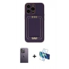 MARSİLYAN™- iPhone 13 Pro Max Kılıf Kozmos Minimal Prime - Siyah 3D Antistatik Cam Ekran Koruyucu + Neon Fosforlu Kamera Lens - BZ