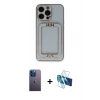 MARSİLYAN™- iPhone 13 Pro Max Kılıf Kozmos Minimal Prime - Siyah 3D Antistatik Cam Ekran Koruyucu + Neon Fosforlu Kamera Lens - MI