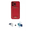 MARSİLYAN™- iPhone 13 Pro Max Kılıf Kozmos Minimal Prime - Siyah 3D Antistatik Cam Ekran Koruyucu + Pers Alüminyum Kamera Lens - LT