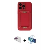MARSİLYAN™- iPhone 13 Pro Max Kılıf Kozmos Minimal Prime - Siyah 3D Antistatik Cam Ekran Koruyucu + Pers Alüminyum Kamera Lens - GI
