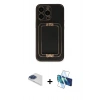 MARSİLYAN™- iPhone 13 Pro Max Kılıf Kozmos Minimal Prime - Siyah 3D Antistatik Cam Ekran Koruyucu + Pers Alüminyum Kamera Lens - LT