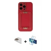 MARSİLYAN™- iPhone 13 Pro Max Kılıf Kozmos Minimal Prime - Siyah 3D Antistatik Cam Ekran Koruyucu + Pers Alüminyum Kamera Lens - GD