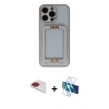 MARSİLYAN™- iPhone 13 Pro Max Kılıf Kozmos Minimal Prime - Siyah 3D Antistatik Cam Ekran Koruyucu + Pers Alüminyum Kamera Lens - KI