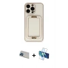 MARSİLYAN™- iPhone 13 Pro Max Kılıf Kozmos Minimal Prime - Siyah 3D Antistatik Cam Ekran Koruyucu + Rainbow Kamera Lens Koruma Cam - MI