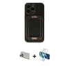 MARSİLYAN™- iPhone 13 Pro Max Kılıf Kozmos Minimal Prime - Siyah 3D Antistatik Cam Ekran Koruyucu + Rainbow Kamera Lens Koruma Cam - REGD