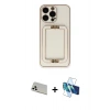 MARSİLYAN™- iPhone 13 Pro Max Kılıf Kozmos Minimal Prime - Siyah 3D Antistatik Cam Ekran Koruyucu + Rainbow Kamera Lens Koruma Cam - BZ