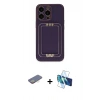MARSİLYAN™- iPhone 13 Pro Max Kılıf Kozmos Minimal Prime - Siyah 3D Antistatik Cam Ekran Koruyucu + Renkli Kamera Lens Koruma Cam - SI