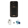 MARSİLYAN™- iPhone 13 Pro Max Kılıf Kozmos Minimal Prime - Siyah 3D Antistatik Cam Ekran Koruyucu + Shine Kamera Lens - GD