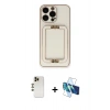 MARSİLYAN™- iPhone 13 Pro Max Kılıf Kozmos Minimal Prime - Siyah 3D Antistatik Cam Ekran Koruyucu + Shine Kamera Lens - GD