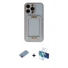 MARSİLYAN™- iPhone 13 Pro Max Kılıf Kozmos Minimal Prime - Siyah 3D Antistatik Cam Ekran Koruyucu + Shine Kamera Lens Koruma Cam - PE