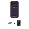 MARSİLYAN™- iPhone 13 Pro Max Kılıf Kozmos Minimal Prime - Siyah 3D Antistatik Hayalet Cam Ekran Koruyucu + Renkli Kamera Lens Koruma Cam - TU
