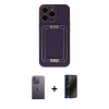 MARSİLYAN™- iPhone 13 Pro Max Kılıf Kozmos Minimal Prime - Siyah 3D Antistatik Hayalet Cam Ekran Koruyucu + Neon Fosforlu Kamera Lens - BZ