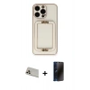 MARSİLYAN™- iPhone 13 Pro Max Kılıf Kozmos Minimal Prime - Siyah 3D Antistatik Hayalet Cam Ekran Koruyucu + Rainbow Kamera Lens Koruma Cam - REGD