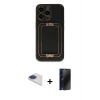 MARSİLYAN™- iPhone 13 Pro Max Kılıf Kozmos Minimal Prime - Siyah 3D Antistatik Hayalet Cam Ekran Koruyucu + Pers Alüminyum Kamera Lens - LT