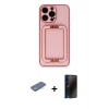 MARSİLYAN™- iPhone 13 Pro Max Kılıf Kozmos Minimal Prime - Siyah 3D Antistatik Hayalet Cam Ekran Koruyucu + Renkli Kamera Lens Koruma Cam - YL